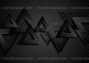 Black abstract triangles on grid background - vector clipart