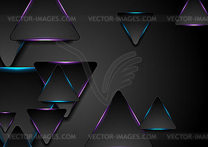 Black and glowing blue purple triangles abstract - vector image