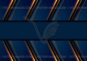 Blue tech arrows abstract background with orange - vector image