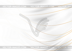 Grey silver smooth waves with curved bronze lines - vector image