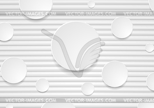 White paper stripes and circles abstract background - vector clipart