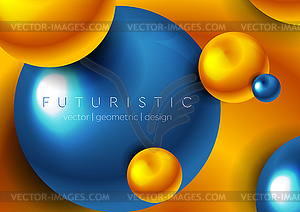 Abstract blue and orange futuristic 3d spheres - vector image