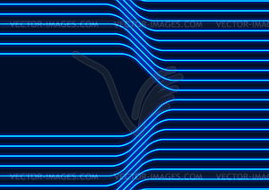 Blue neon curved lines abstract futuristic geometri - vector clip art