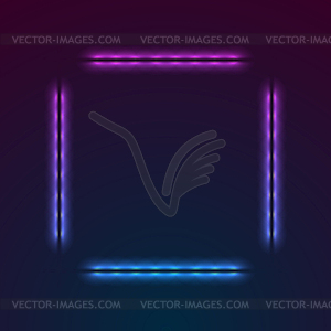 Blue purple neon luminous square frame abstract - vector clipart