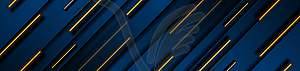 Dark blue geometric banner with orange laser lines - vector image