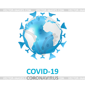 Planet Earth as pathogenic bacterium COVID-19 - vector image