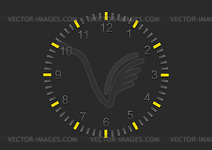 Abstract minimal clock on dark wall - royalty-free vector clipart