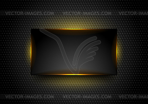 Black glowing frame on dark perforated background - vector clipart