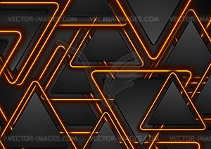 Black and glowing orange triangles abstract - vector clipart