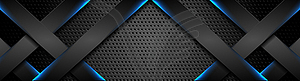 Futuristic black technology background with blue - vector image