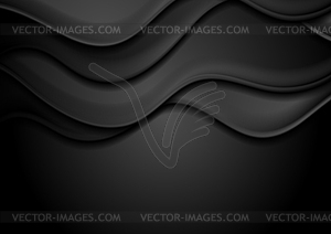 Black smooth wavy abstract corporate background - vector clipart