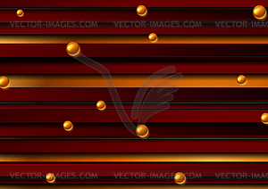 Red stripes and bronze beads abstract tech - vector image