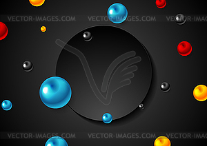 Colorful glossy beads and black blank circle - vector clip art