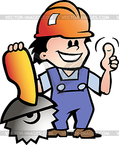 Hand-drawn an Happy Mechanic or Handyman - vector clipart