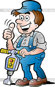 Hand-drawn an Happy Construction Worker - vector image