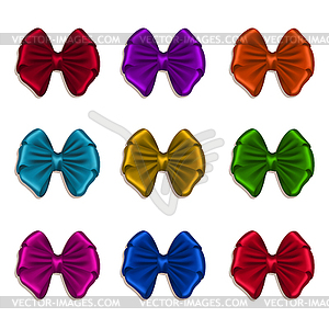 Set of elegant silk colored bows - vector image