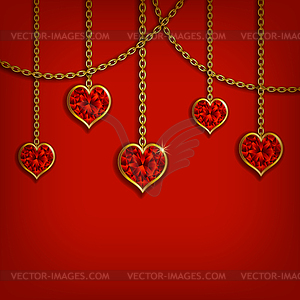 Hearts of ribbon. Valentine`s day background - vector clipart