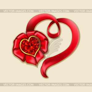 Hearts of ribbon. Valentine`s day background - color vector clipart