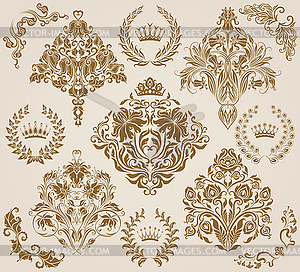 Set of damask ornaments - vector clip art