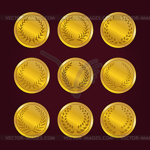 Luxury gold labels with laurel wreath - vector image