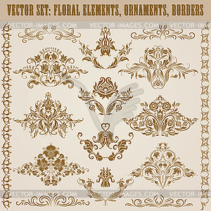 Set of damask ornaments - vector clipart