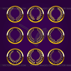 Luxury gold labels with laurel wreath - vector clipart