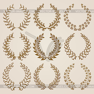 Set of gold laurel wreaths - vector clip art