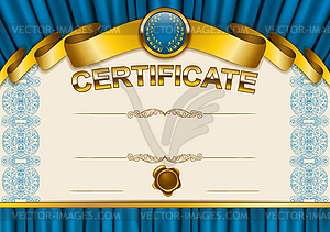 Элегантный шаблон сертификата, диплома - стоковый векторный клипарт