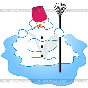 Тающий снеговик - стоковое векторное изображение