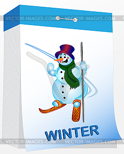 Wall tear-off calendar, winter - vector clipart