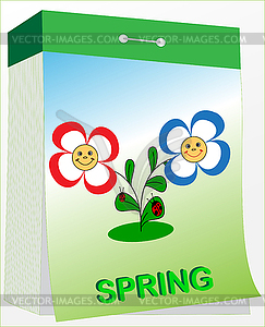 Wall tear-off calendar, spring - vector image