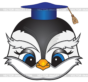 Cartoon bird in square academic cap - vector clip art