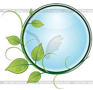 Twig with leaves in ring - vector clip art