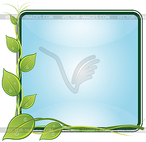 Twig with leaves in square frame - royalty-free vector clipart