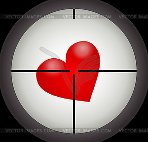 Heart under sight - stock vector clipart