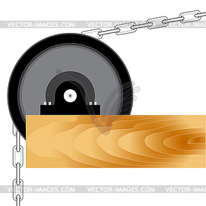 Mechanical block with chain - vector image