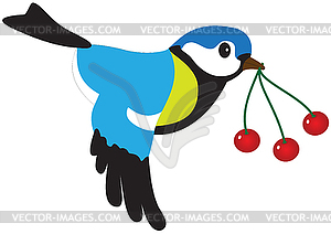 Bird with berries - vector clipart