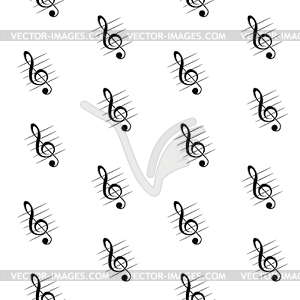 Seamless pattern of treble clef - white & black vector clipart