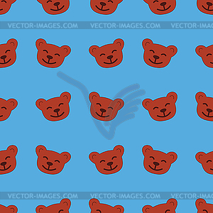 Seamless pattern toy bear head - vector image