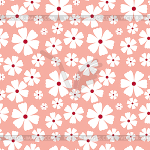 Seamless pattern with flowers on pink background - vector clipart
