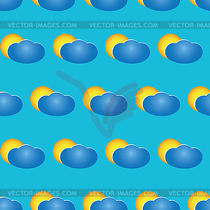 Seamless pattern with clouds and sun - royalty-free vector image