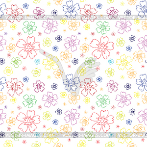 Seamless pattern with outlines of flowers - vector clipart