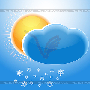 Солнце, облако и снежинки - иллюстрация в векторе
