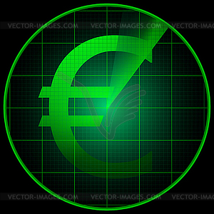 Radar screen with euro symbol - vector clipart