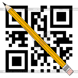 QR code and pencil - vector image