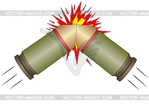 Two gun colliding cartridges - vector clip art