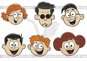 Six faces - royalty-free vector clipart