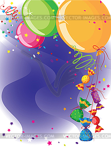 Balloons and candy card - vector clip art