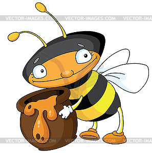 Bee with honey - vector clipart