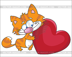 Cat and heart - vector clip art